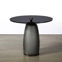 Custom for High Style Deco Murano Smoked Battuto Glass Bronze End Table - 3599929