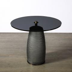 Custom for High Style Deco Murano Smoked Battuto Glass Bronze End Table - 3599974