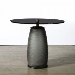 Custom for High Style Deco Murano Smoked Battuto Glass Bronze End Table - 3599985