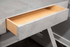 Custom single draw storm gray parchment Z desk - 4541259