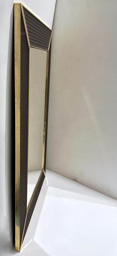 Customizable Italian Art Deco Design Iridescent Black Murano Glass Brass Mirror - 3367405