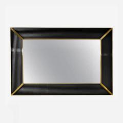 Customizable Italian Art Deco Design Iridescent Black Murano Glass Brass Mirror - 3367409