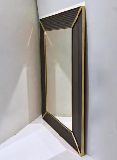 Customizable Italian Art Deco Design Iridescent Black Murano Glass Brass Mirror - 3367410