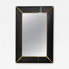 Customizable Italian Art Deco Design Iridescent Black Murano Glass Brass Mirror - 3371940