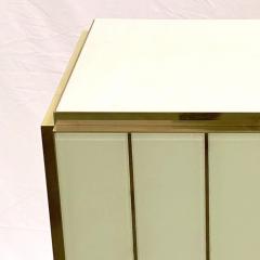 Customizable Italian Art Deco Style Ivory White Glass Brass Modern Cabinet - 2845405