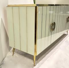 Customizable Italian Art Deco Style Ivory White Glass Brass Modern Cabinet - 2845410