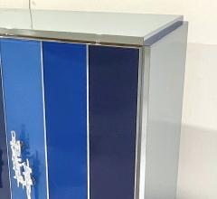 Customizable Italian Post Modern Blue Grey White Glass Nickel Cabinet Sideboard - 3482493