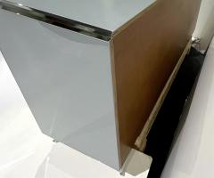 Customizable Italian Post Modern Blue Grey White Glass Nickel Cabinet Sideboard - 3482494