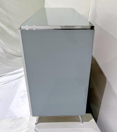 Customizable Italian Post Modern Blue Grey White Glass Nickel Cabinet Sideboard - 3482499