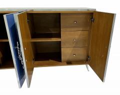 Customizable Italian Post Modern Blue Grey White Glass Nickel Cabinet Sideboard - 3482501