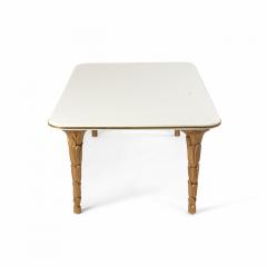 Customizable Regency Style Glass and Brass Palm Shaped Leg Coffee Table - 4171898