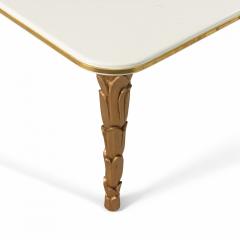Customizable Regency Style Glass and Brass Palm Shaped Leg Coffee Table - 4171899