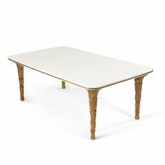 Customizable Regency Style Glass and Brass Palm Shaped Leg Coffee Table - 4646634