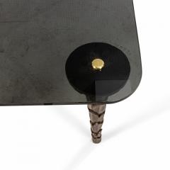 Customizable Regency Style Smoked Glass and Palm Design Leg Coffee Table - 4171904