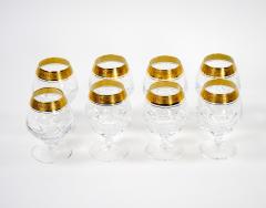 Cut Crystal Double Trim Gold Decorated Snifter Service 8 People - 3283079