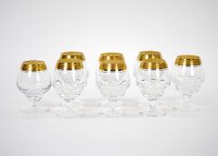 Cut Crystal Double Trim Gold Decorated Snifter Service 8 People - 3283080