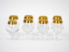 Cut Crystal Double Trim Gold Decorated Snifter Service 8 People - 3283082