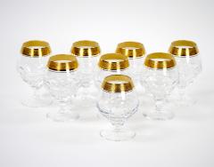 Cut Crystal Double Trim Gold Decorated Snifter Service 8 People - 3283083