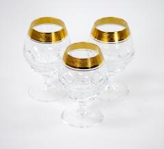 Cut Crystal Double Trim Gold Decorated Snifter Service 8 People - 3283084
