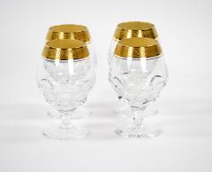 Cut Crystal Double Trim Gold Decorated Snifter Service 8 People - 3283085