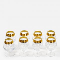 Cut Crystal Double Trim Gold Decorated Snifter Service 8 People - 3284653