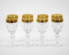 Cut Crystal Double Trim Gold Decorated Tall Wine Water Service 8 People - 3283068