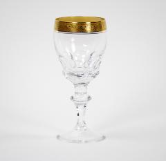 Cut Crystal Double Trim Gold Decorated Tall Wine Water Service 8 People - 3283074