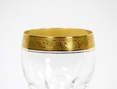 Cut Crystal Double Trim Gold Decorated Tall Wine Water Service 8 People - 3283075