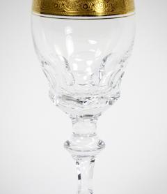 Cut Crystal Double Trim Gold Decorated Tall Wine Water Service 8 People - 3283077