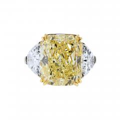 Cut Diamond Fancy Yellow GIA Three Stone Diamond Engagement Ring - 4642443