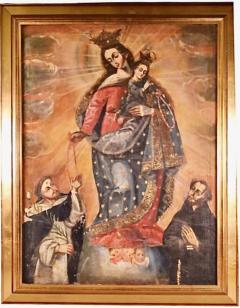 Cuzco School Painting of Our Lady of the Rosary  - 3557970
