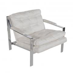 Cy Mann Cy Mann Mid Century Modern Chrome and White Lounge Chair after Milo Baughman - 2508585