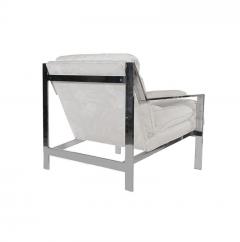 Cy Mann Cy Mann Mid Century Modern Chrome and White Lounge Chair after Milo Baughman - 2508586