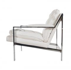 Cy Mann Cy Mann Mid Century Modern Chrome and White Lounge Chair after Milo Baughman - 2508587