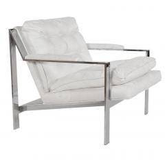 Cy Mann Cy Mann Mid Century Modern Chrome and White Lounge Chair after Milo Baughman - 2508588