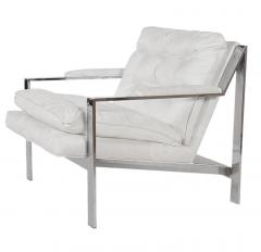 Cy Mann Cy Mann Mid Century Modern Chrome and White Lounge Chair after Milo Baughman - 2508589