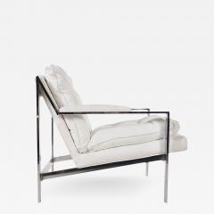 Cy Mann Cy Mann Mid Century Modern Chrome and White Lounge Chair after Milo Baughman - 2510591