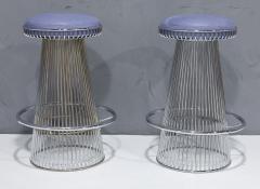 Cy Mann Pair of Sculptural Bar Stools in Nickeled Steel and Leather by Cy Mann Designs - 3092177