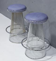 Cy Mann Pair of Sculptural Bar Stools in Nickeled Steel and Leather by Cy Mann Designs - 3092226
