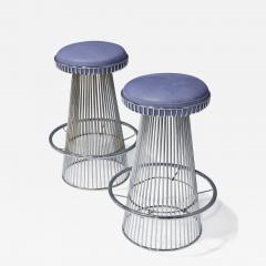 Cy Mann Pair of Sculptural Bar Stools in Nickeled Steel and Leather by Cy Mann Designs - 3098067
