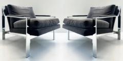 Cy Mann Vintage Cy Mann Chrome Lounge Chairs Milo Baughman Style Pair - 3626472