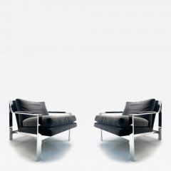 Cy Mann Vintage Cy Mann Chrome Lounge Chairs Milo Baughman Style Pair - 3629734