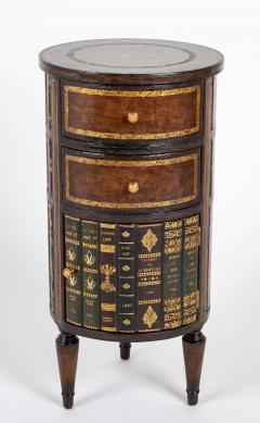 Cylinder Form Leather Faced Side Table with Faux Book Bindings on Drawers - 4610721