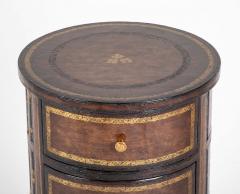 Cylinder Form Leather Faced Side Table with Faux Book Bindings on Drawers - 4610722