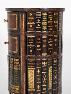 Cylinder Form Leather Faced Side Table with Faux Book Bindings on Drawers - 4610723