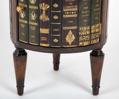Cylinder Form Leather Faced Side Table with Faux Book Bindings on Drawers - 4610724