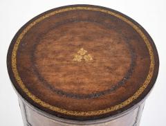 Cylinder Form Leather Faced Side Table with Faux Book Bindings on Drawers - 4610728