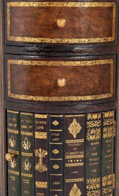 Cylinder Form Leather Faced Side Table with Faux Book Bindings on Drawers - 4610731