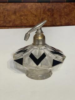 Czech Art Deco Cut Crystal and Black Enamel Vanity Set - 4814817