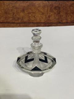 Czech Art Deco Cut Crystal and Black Enamel Vanity Set - 4814853